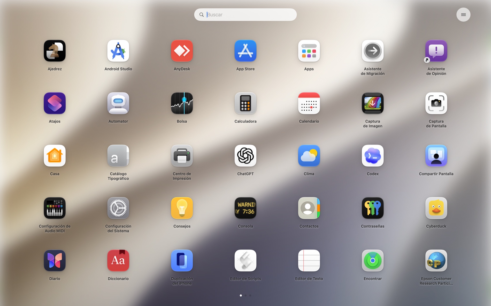 Interfaz de LaunchPAD Classic con apps en cuadrícula